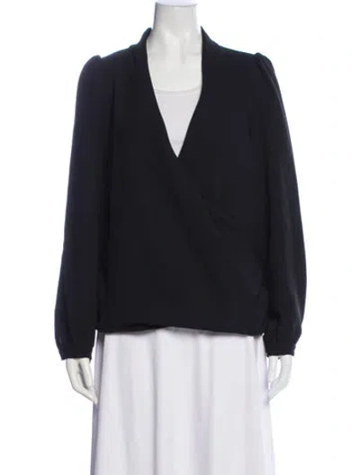 Pre-owned Sézane V-neck Long Sleeve Blouse In Blue