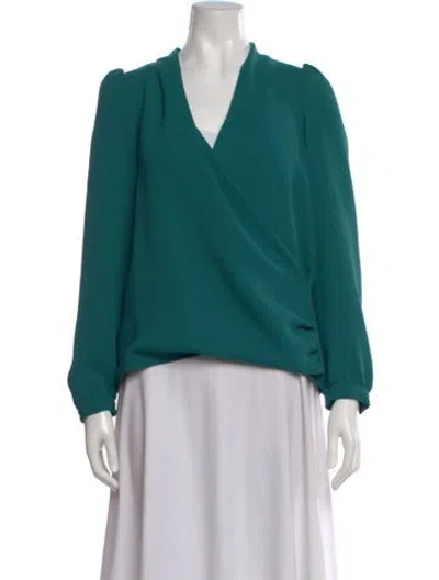 Pre-owned Sézane V-neck Long Sleeve Blouse In Green