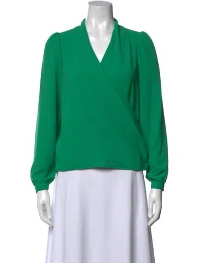 Pre-owned Sézane V-neck Long Sleeve Blouse In Green