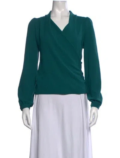 Pre-owned Sézane V-neck Long Sleeve Blouse In Green