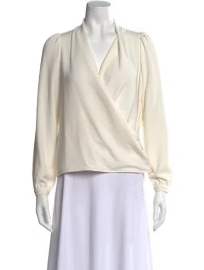 Pre-owned Sézane V-neck Long Sleeve Blouse In Neutral