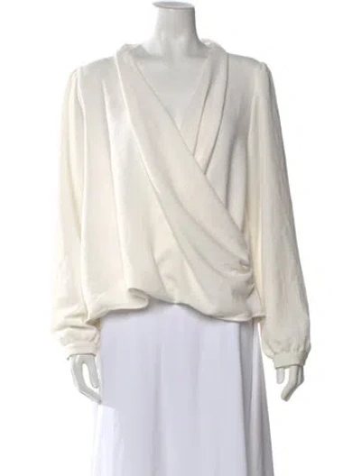 Pre-owned Sézane V-neck Long Sleeve Blouse In Neutral