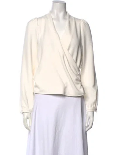 Pre-owned Sézane V-neck Long Sleeve Blouse In Neutral