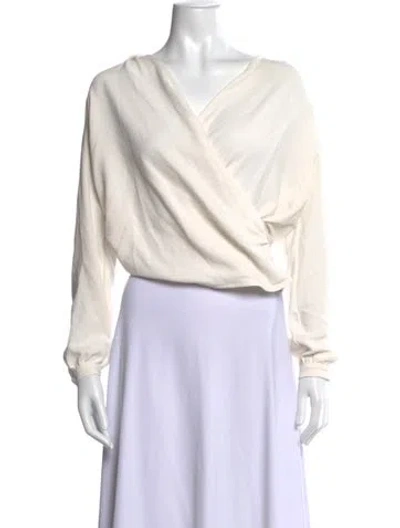 Pre-owned Sézane V-neck Long Sleeve Blouse In Neutrals