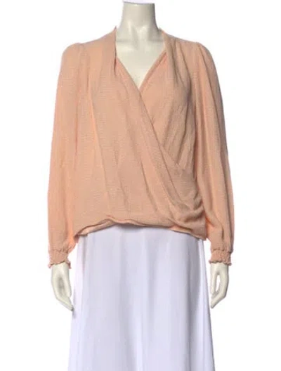 Pre-owned Sézane V-neck Long Sleeve Blouse In Orange