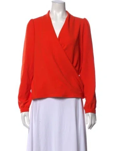 Pre-owned Sézane V-neck Long Sleeve Blouse In Orange