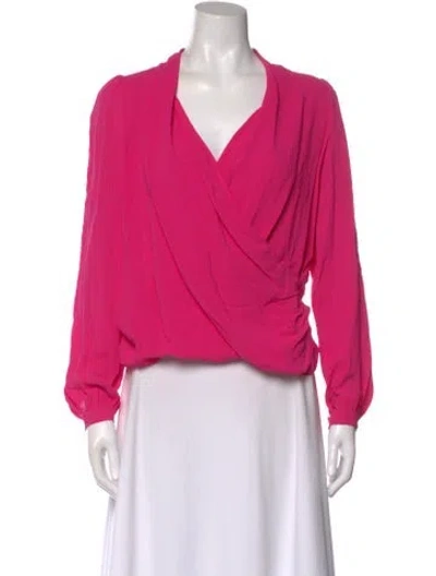 Pre-owned Sézane V-neck Long Sleeve Blouse In Pink