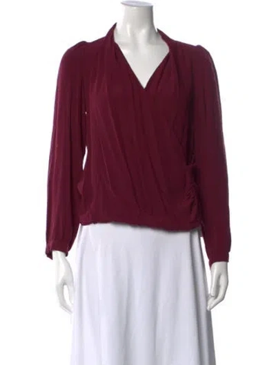 Pre-owned Sézane V-neck Long Sleeve Blouse In Purple