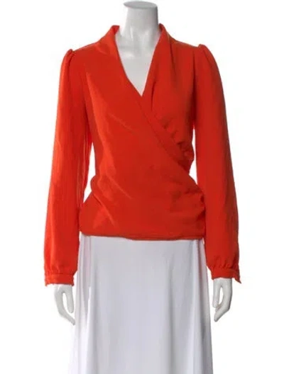 Pre-owned Sézane V-neck Long Sleeve Blouse In Red