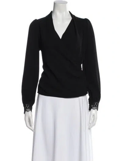 Pre-owned Sézane V-neck Long Sleeve Blouse W/ Tags In Black