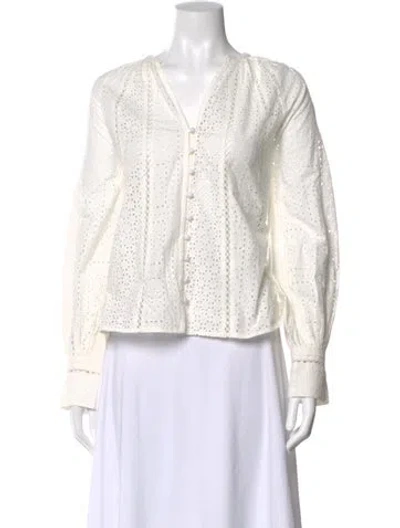 Pre-owned Sézane V-neck Long Sleeve Blouse W/ Tags In Neutral