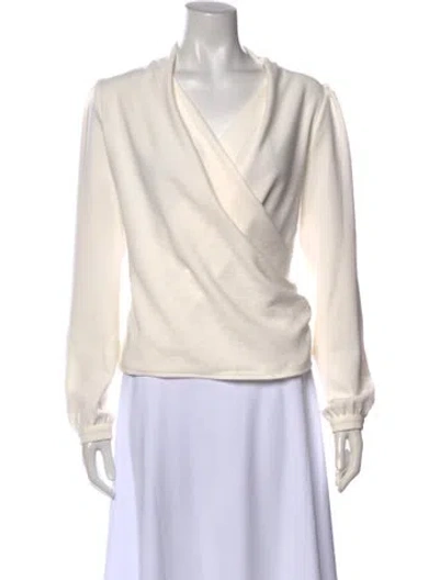 Pre-owned Sézane V-neck Long Sleeve Blouse In White