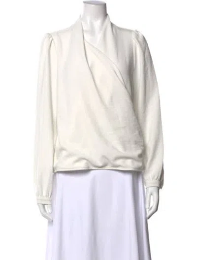 Pre-owned Sézane V-neck Long Sleeve Blouse In White