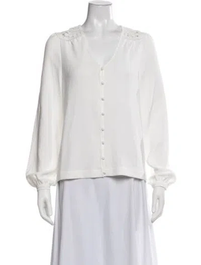 Pre-owned Sézane V-neck Long Sleeve Blouse In White