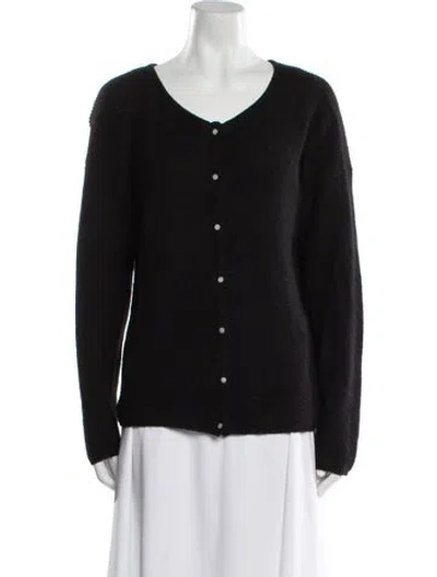 Pre-owned Sézane V-neck Long Sleeve Button-up Top In Black