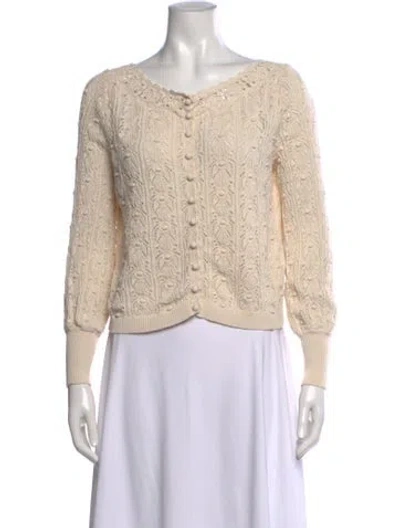 Pre-owned Sézane V-neck Long Sleeve Button-up Top In Neutral