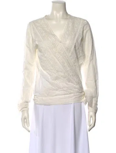 Pre-owned Sézane V-neck Long Sleeve Sweatshirt In Neutral