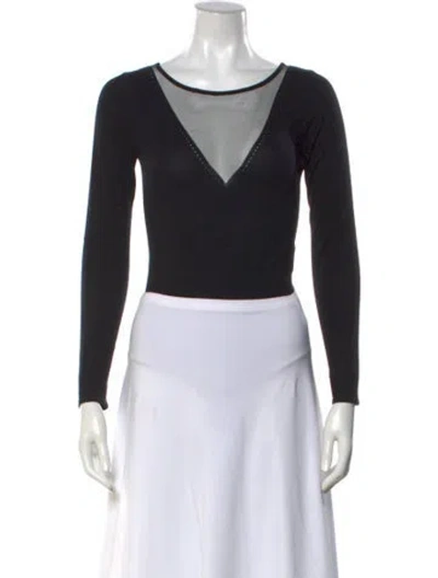 Pre-owned Sézane V-neck Long Sleeve Top In Black