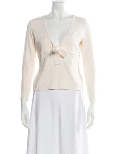 Pre-owned Sézane V-neck Long Sleeve Top In Neutral