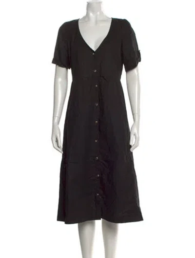 Pre-owned Sézane V-neck Midi Length Dress In Black