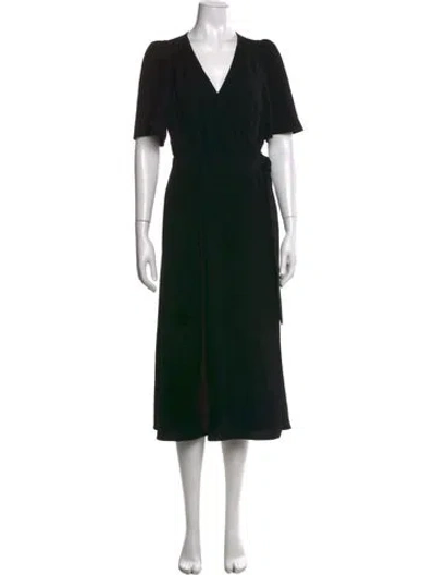 Pre-owned Sézane V-neck Midi Length Dress In Black