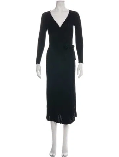 Pre-owned Sézane V-neck Midi Length Dress In Black