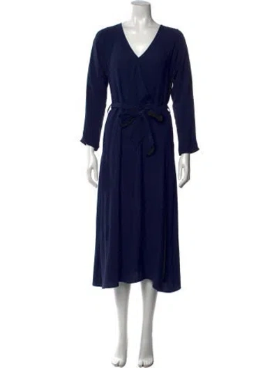 Pre-owned Sézane V-neck Midi Length Dress In Blue
