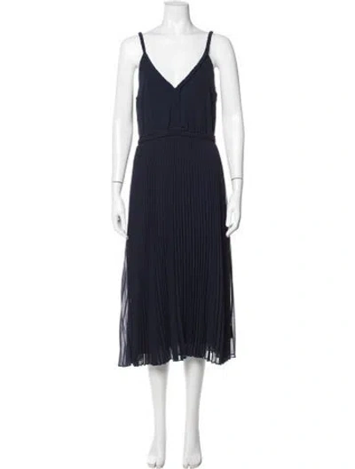 Pre-owned Sézane V-neck Midi Length Dress In Blue