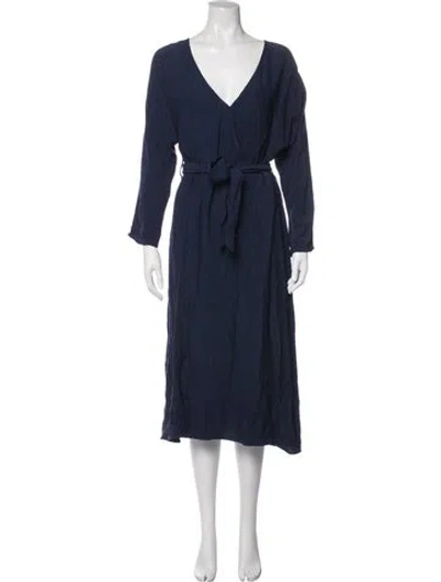 Pre-owned Sézane V-neck Midi Length Dress In Blue