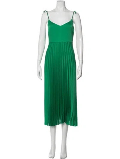 Pre-owned Sézane V-neck Midi Length Dress In Green