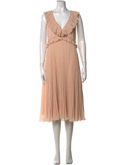 Pre-owned Sézane V-neck Midi Length Dress In Neutrals