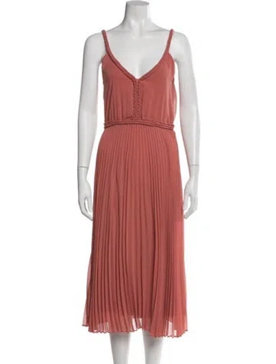 Pre-owned Sézane V-neck Midi Length Dress In Pink