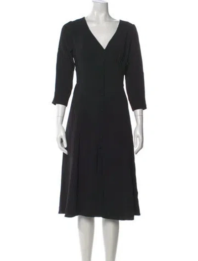 Pre-owned Sézane V-neck Midi Length Dress W/ Tags In Black