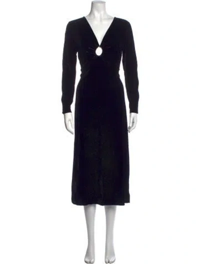 Pre-owned Sézane V-neck Midi Length Dress W/ Tags In Black
