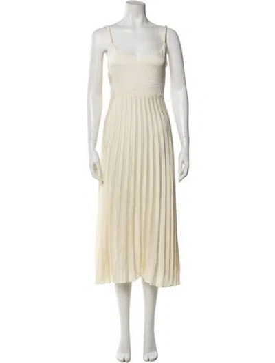 Pre-owned Sézane V-neck Midi Length Dress W/ Tags In Neutral