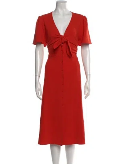 Pre-owned Sézane V-neck Midi Length Dress W/ Tags In Orange