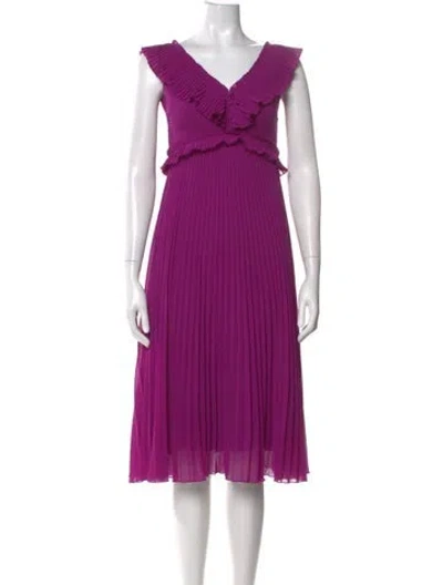 Pre-owned Sézane V-neck Midi Length Dress W/ Tags In Purple