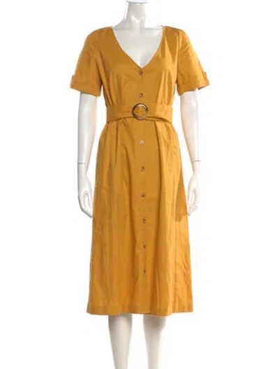 Pre-owned Sézane V-neck Midi Length Dress In Yellow