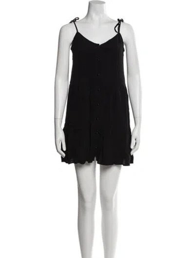 Pre-owned Sézane V-neck Mini Dress In Black