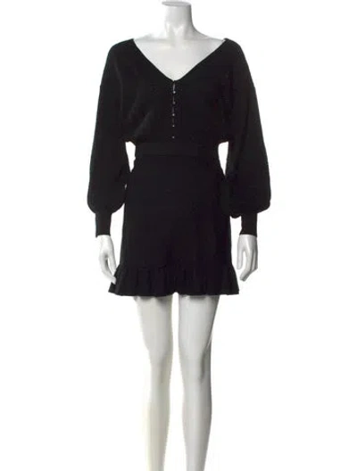 Pre-owned Sézane V-neck Mini Dress In Black