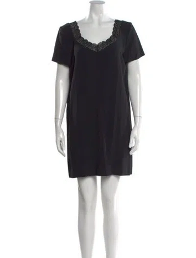 Pre-owned Sézane V-neck Mini Dress In Black