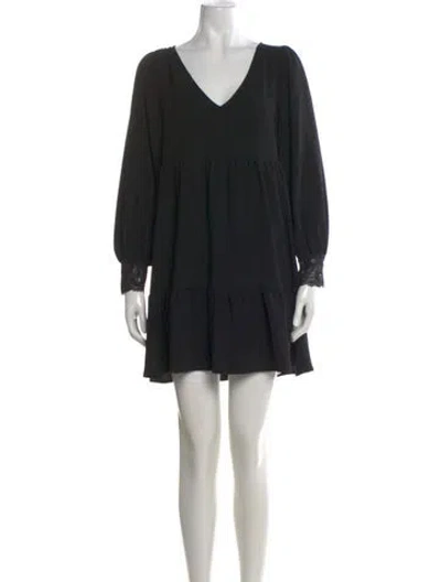 Pre-owned Sézane V-neck Mini Dress In Black