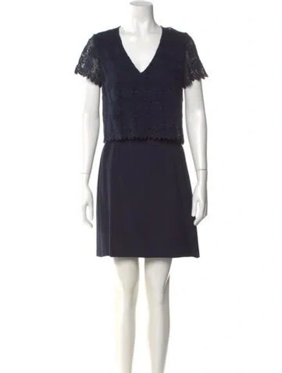 Pre-owned Sézane V-neck Mini Dress In Blue