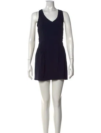 Pre-owned Sézane V-neck Mini Dress In Blue