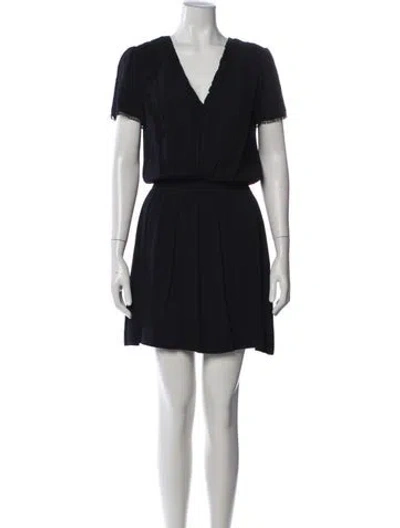 Pre-owned Sézane V-neck Mini Dress In Blue