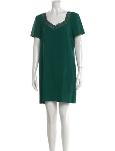 Pre-owned Sézane V-neck Mini Dress In Green