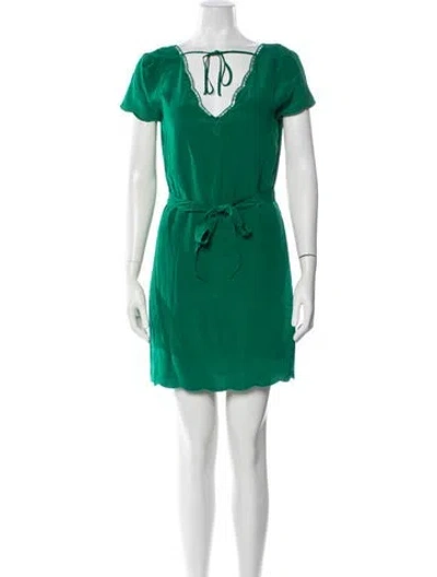 Pre-owned Sézane V-neck Mini Dress In Green