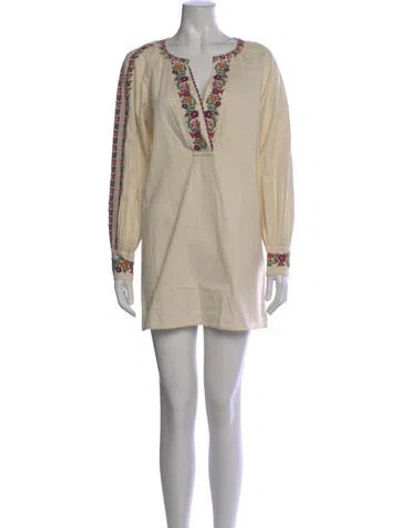 Pre-owned Sézane V-neck Mini Dress In Neutral
