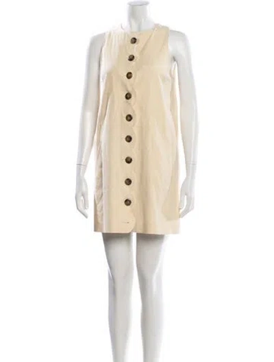 Pre-owned Sézane V-neck Mini Dress In Neutral