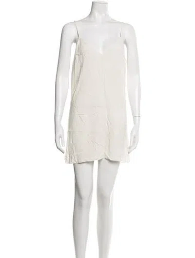 Pre-owned Sézane V-neck Mini Dress In Neutral